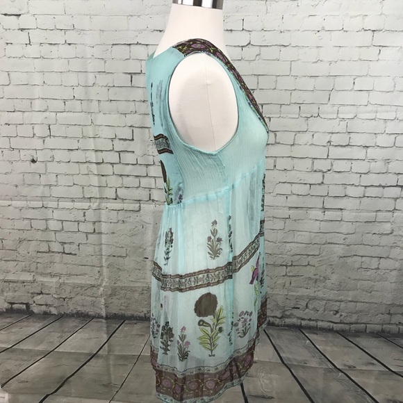 Urban Outfitters Lux Blue silk sheer tunic top - Picture 2 of 7